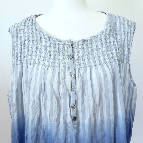 Free People Top Women XS Blue Smocked Tank Boho Festival Peasant Cottagecore NEW - Picture 4 of 13